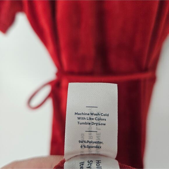 Marine Layer Red Dhalia Viola Velour Wrap Midi Dress L - Picture 12 of 13